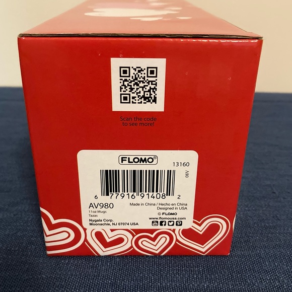 FLOMO Valentines Day Mug Set of Two White with Red Design - Picture 13 of 13